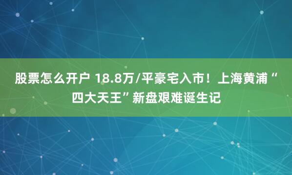 股票怎么开户 18.8万/平豪宅入市！上海黄浦“四大天王”新盘艰难诞生记